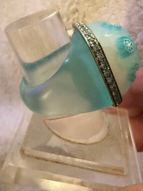 Turquoise real Murano glass Millefiori Floral statementRing size 7 gorgeous!